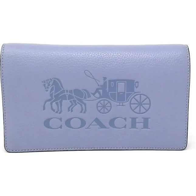 NEW Coach Blue Anna Foldover Leather Clutch Crossbody Bag