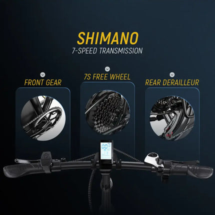 750w Electric Bike 20'x4.0 'Fat Tire Foldable  48V 18Ah Battery;  Dual Shock Absorber Shimano 7 Speed
