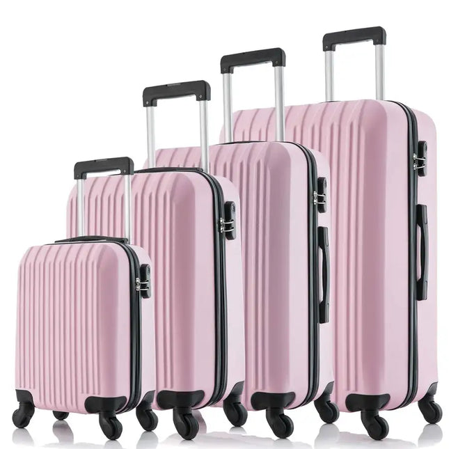 5 Piece Set Luggage Sets Suitcase ABS Hardshell Lightweight Spinner Wheels (16/20/24/28 inch) Pink