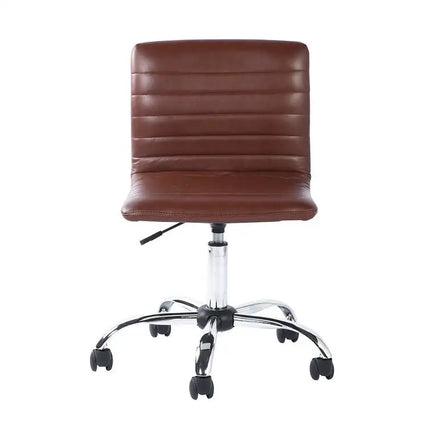 Mid-Back Swivel Task Computer Chair With Armless Ribbed For Home Office