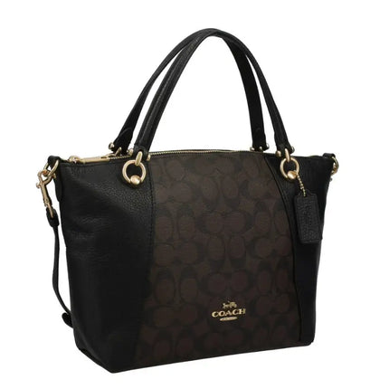 NEW Coach Black Kacey Satchel Monogram Signature Canvas Crossbody Shoulder Bag