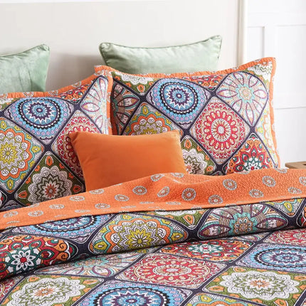 Juego de edredón de algodón de 3 piezas, colcha reversible, juego de colcha ligera para cama tamaño Queen/completo durante todas las estaciones