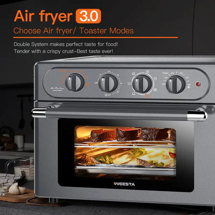 Combo de horno, encimera de horno de convección 7 en 1 WEESTA, freidora de aire grande de 24 cuartos con accesorios y recetas electrónicas