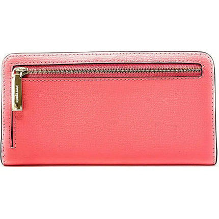 NEW Kate Spade Pink Peach Nectar Refined Grain Leather Large Slim Wallet Clutch Bag