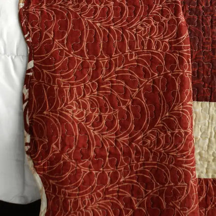 [Bumper Harvest] Cotton 3PC Vermicelli-Quilted Striped Printed Quilt Set (Full/Queen Size)