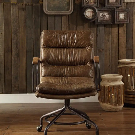 Harith Office Chair in Vintage Whiskey Top Grain Leather YJ