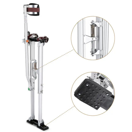 36in to 50in Silvery Aluminum Drywall Stilt