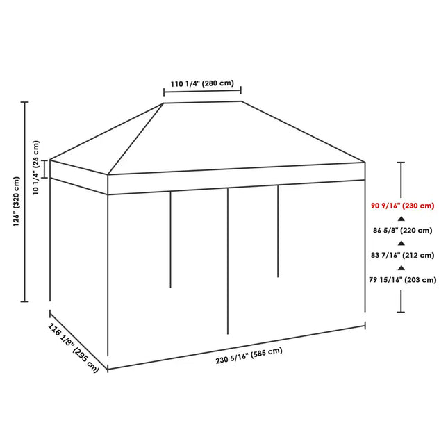 Gazebo plegable con dosel EZ Pop Up de 10 x 20 pies/blanco