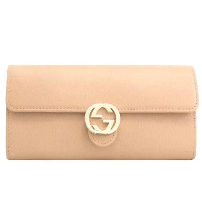 NEW Gucci Beige Interlocking G Leather Long Wallet Clutch Bag