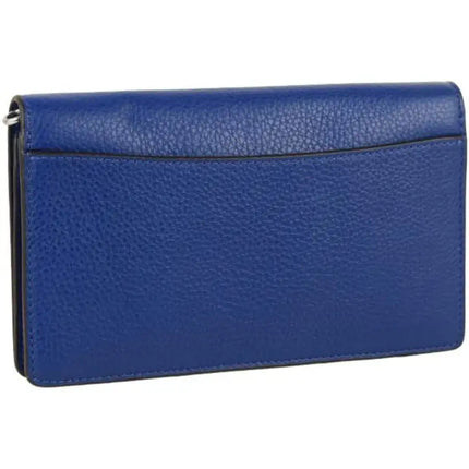 NEW Coach Navy Blue Anna Foldover Leather Clutch Crossbody Bag