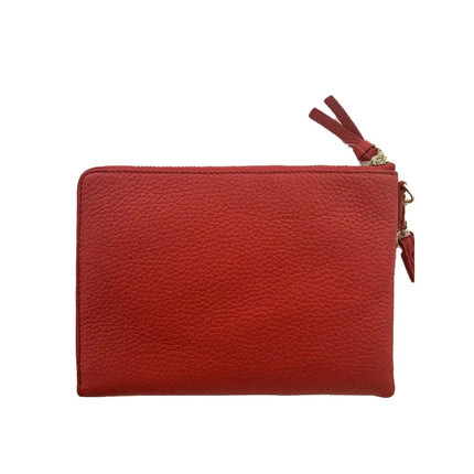 NEW Tory Burch Brilliant Red Thea Large Zip Leather Pouch Clutch Bag