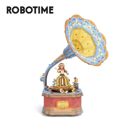 Robotime New Arrival DIY 3D Kitty Ballet Wooden Puzzle Game Assembly Moveable Music Box Toy Gift for Children Kids Adult AM