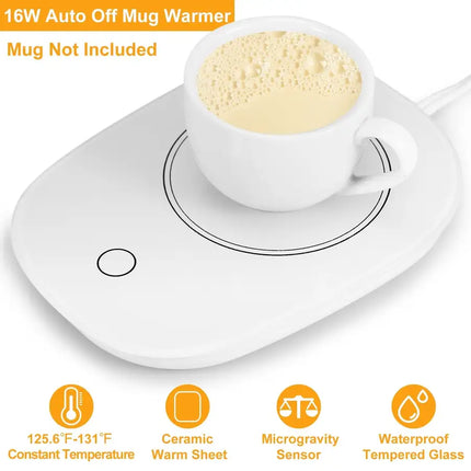 Calentador de tazas de café, calentador de tazas con apagado automático, almohadilla calefactora eléctrica para café, té, leche, escritorio de oficina y hogar, calentador de tazas de café