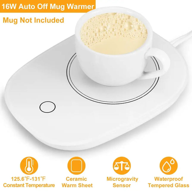 Calentador de tazas de café, calentador de tazas con apagado automático, almohadilla calefactora eléctrica para café, té, leche, escritorio de oficina y hogar, calentador de tazas de café