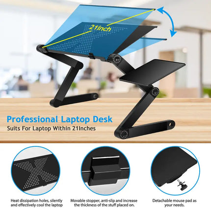 Foldable Laptop Table Bed Notebook Desk with Mouse Board Tray for Home Office Travel Use
