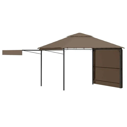 Gazebo with Double Extending Roofs 118.1"x118.1"x108.3" Taupe 180g/m2