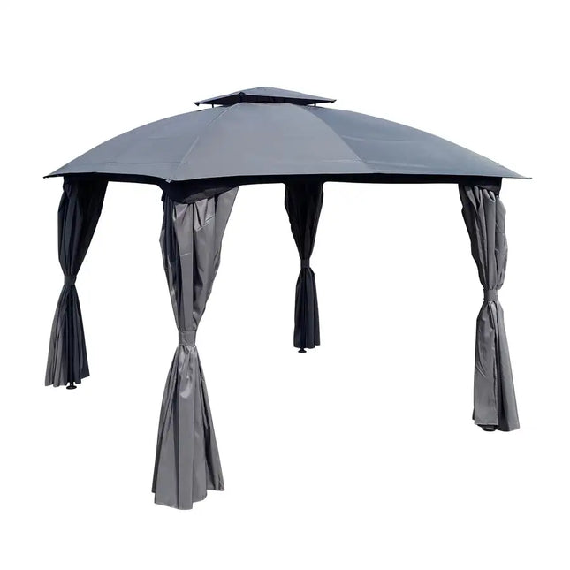 10x10 Ft Outdoor Patio Garden Gazebo Canopy, Outdoor Shading, Gazebo Tent With Curtains