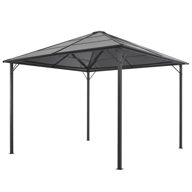 Gazebo with Roof Aluminum 9.8'x9.8' Black