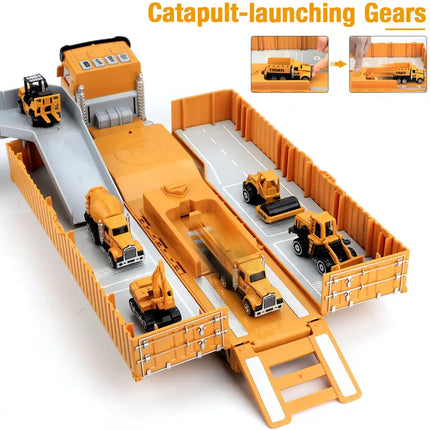 Construction Toys with Crane, Construction Vehicles Playset for Kids, Matchbox Bulldozer, Forklift, Steamroller, Dump, Cement Mixer, Excavator, Engineering Crane RT