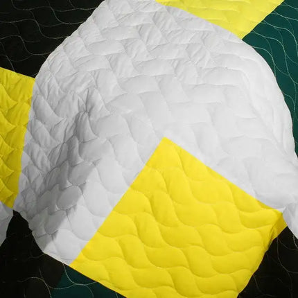 [Smashing Patchword - B] Vermicelli-Quilted Patchwork Quilt Set Full/Queen