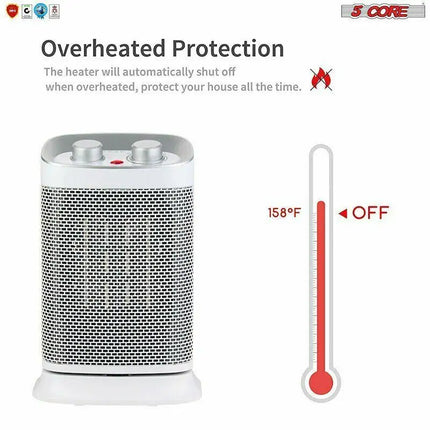 Space Heater Portable Electric Heaters for Indoor Use Tower Fast Oscillating Quiet 1500W Ceramic 13" 5 Core HTR TT