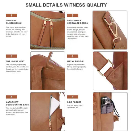 Women's Fashion Backpack Multipurpose Design Handbags and Shoulder Women Tote Bag Bag PU Leather Travel bag; Brown