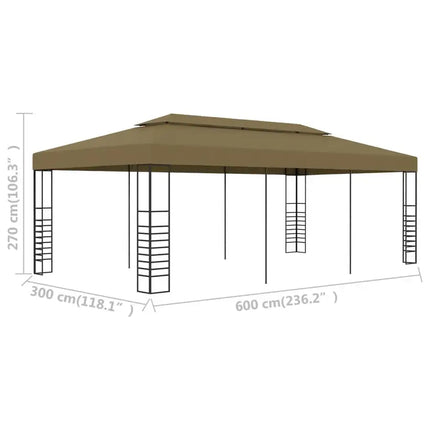 Garden Gazebo 236.2"x118.1"x106.3" Taupe 180 g/m?