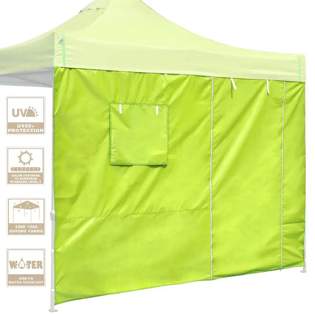 10x10ft EZ Canopy Gazebo Silver Coated Side Wall With Windows & Door/Green Glow