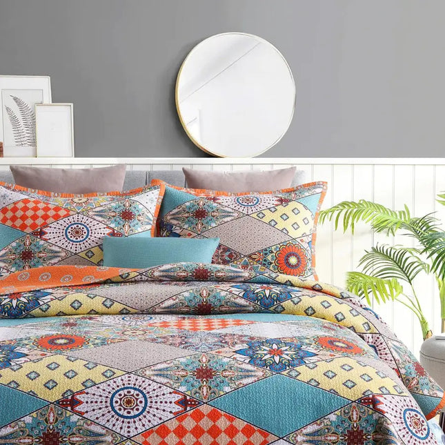 Juego de edredón de algodón de 3 piezas, colcha reversible, juego de colcha ligera para cama tamaño Queen/completo durante todas las estaciones