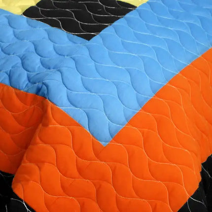 [Twilight Romance] 3PC Vermicelli-Quilted Patchwork Quilt Set (Full/Queen Size)