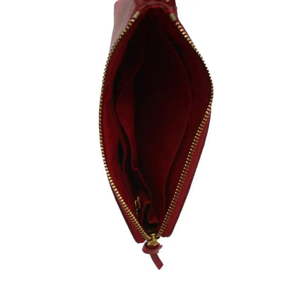 NEW Tory Burch Red Redstone Britten Large Zip Leather Pouch Clutch Bag