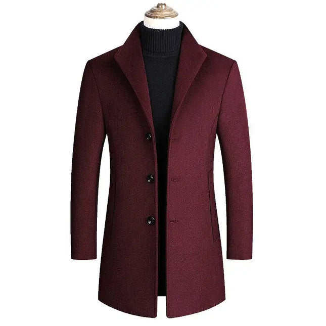 Abrigos de mezcla de lana para hombre, chaqueta de alta calidad de Color sólido, ropa de marca lujosa, otoño e invierno