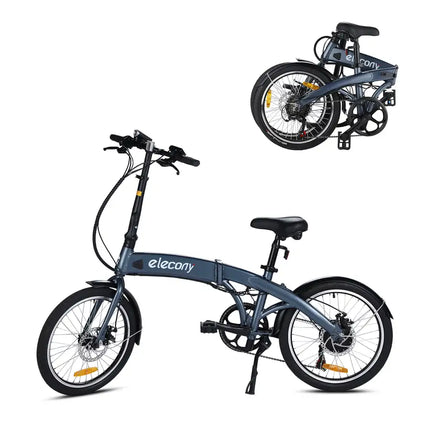 20 inch folding electric bicycle, classic black / grey blue, Shimano accessories, electric bicycles for adults
