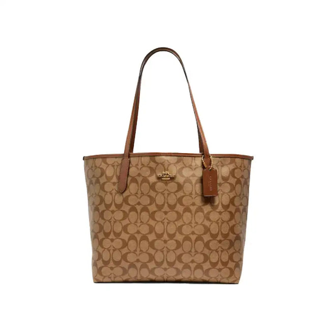 NEW Coach Brown City Tote Monogram Signature Canvas Tote Shoulder Bag