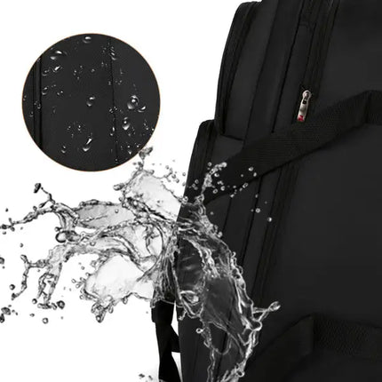 Bolsa de lona impermeable expandible con ruedas equipaje de mano maleta de mano unisex negro