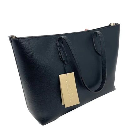 NEW Burberry Black Ardwell Heymarket Check Leather Tote Shoulder Bag