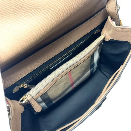 NUEVO Bolso bandolera pequeño de cuero a cuadros Camberley House en beige de Burberry