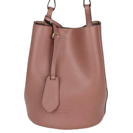 NEW Burberry Pink Haymarket Lone Small Leather Crossbody Bucket Bag