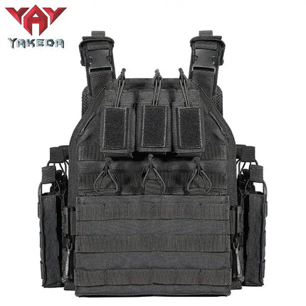 YAKEDA policía militar caza al aire libre CS equipo de juego de liberación rápida campo de batalla con armas chaleco táctico multicámara negro