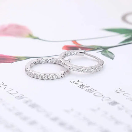 925 Sterling Silver Inside-Out Hoop Earrings Embellished with Austria Zirconia 14K Gold Plated Dainty Huggie Hoop Earrings for Women