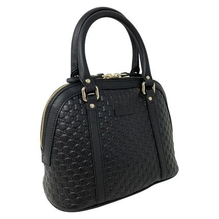 NEW Gucci Black Mini Convertible Micro GG Guccissima Dome Leather Satchel Shoulder Bag