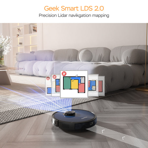 Geek Smart L7 Robot Vacuum Cleaner and Mop; LDS Navigation; Wi-Fi Connected APP; Selective Room Cleaning; MAX 2700 PA Suction; Ideal for Pets and Larger Home(Banned from selling on Amazon)