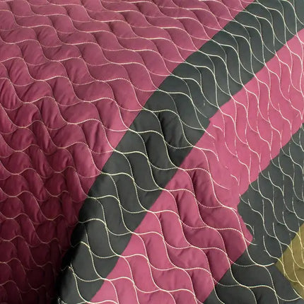 [Angels Walk on Through] 3PC Vermicelli-Quilted Patchwork Quilt Set (Full/Queen Size)