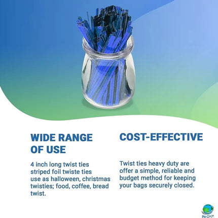 Amiff 1000 Pack of Glossy Green Twist Ties; 4" Foiled Twist Ties for Cellophane Bags and Party Bags; Foiled Coated Ties; Bendable Multi-Function Strong Wire Ties for Tying Gift Packing