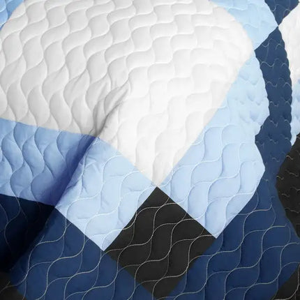 [Watermark] 3PC Vermicelli - Quilted Patchwork Quilt Set (Full/Queen Size)