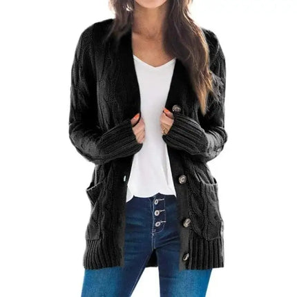Open Front Cardigan Button Knit Sweater