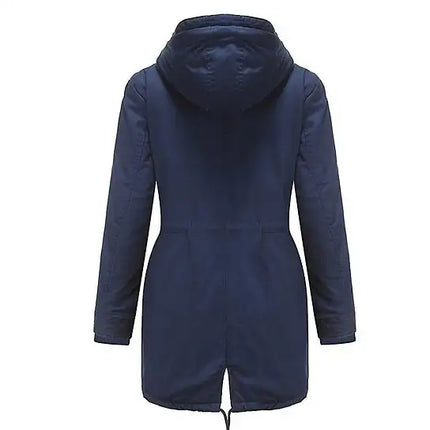 Women Fleece Coat Drawstring Hooded Cotton Jacket