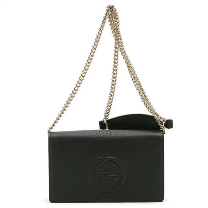 NEW Gucci Black Soho Disco Leather Wallet on Chain Crossbody Shoulder Bag