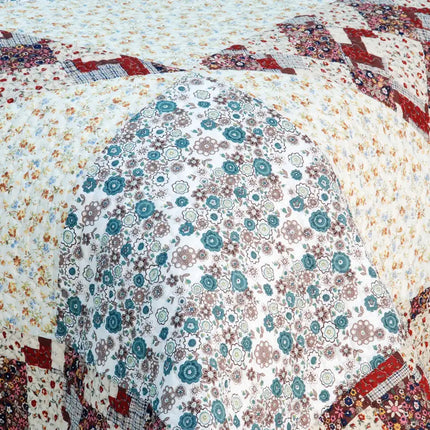 [Floral Journey] Cotton 2PC Floral Vermicelli-Quilted Patchwork Quilt Set (Twin Size)