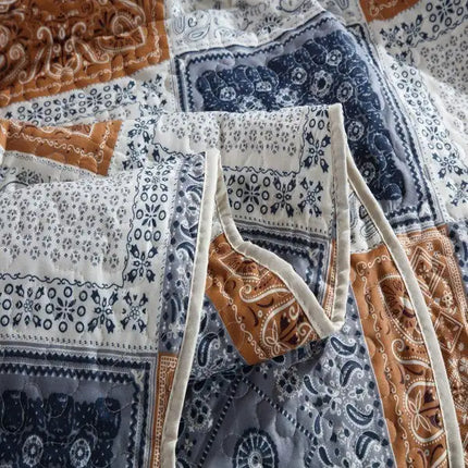 Qucover Quilts King Size 3-Piece Reversible Grey Brown Patchwork Quilt Bedspread with Shams; Soft Microfiber Coverlets Quilt Bedding Sets; 98x106 Inch